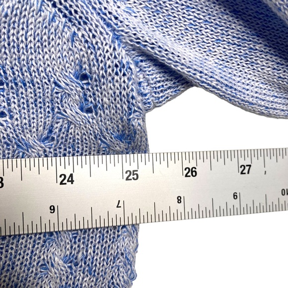 Tommy Bahama Linen Cable Knit Side Slits Sweater Women’s Blue Size XL - Picture 7 of 11